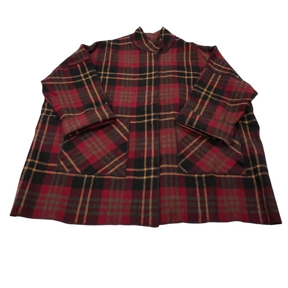 Cameleon Vintage Oversized Plaid Wool Jacket, Red Black, M - Picture 8 of 11